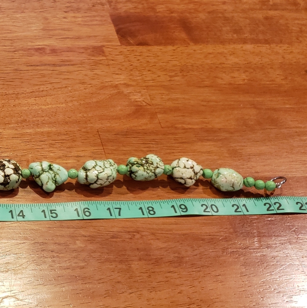 Large Beaded Necklace Turquoise Rough - Picture 2 of 5